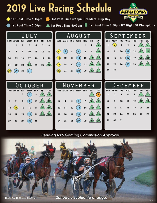 Calendar Horse & Harness Racing Schedule & Times Batavia Downs